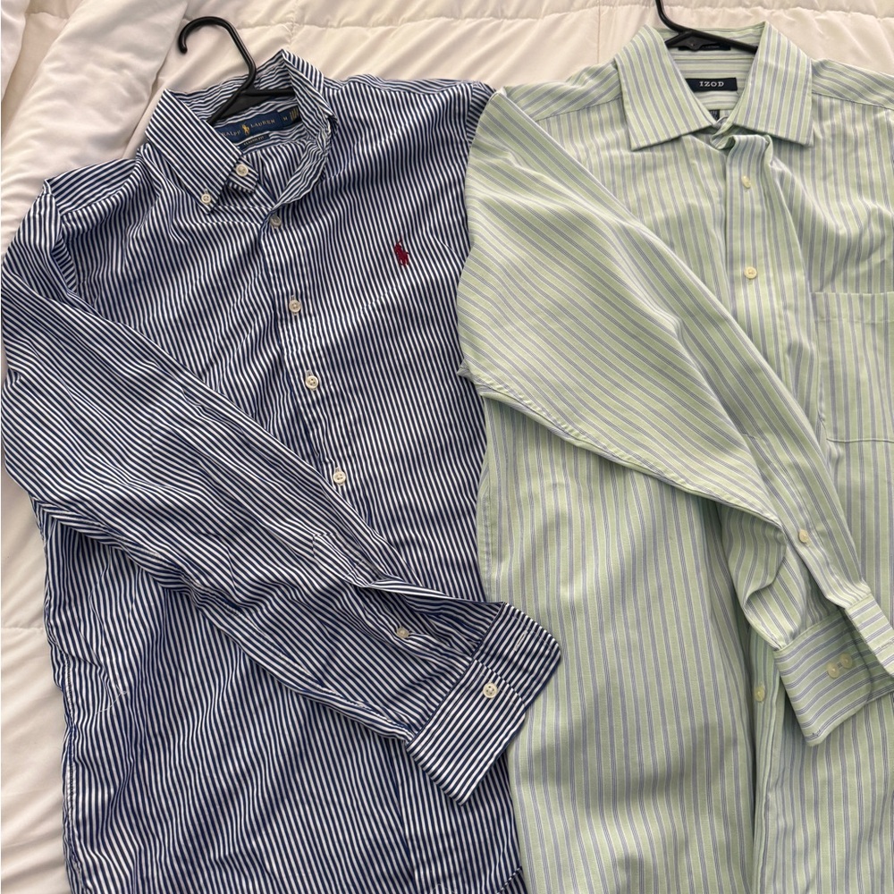 Ralph Lauren Men's Blue and Green Striped Shirts